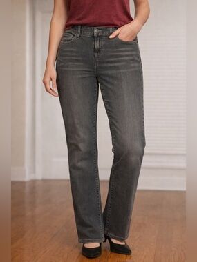 LOFT Women's Curvy Boot -Leg Jeans in Charcoal